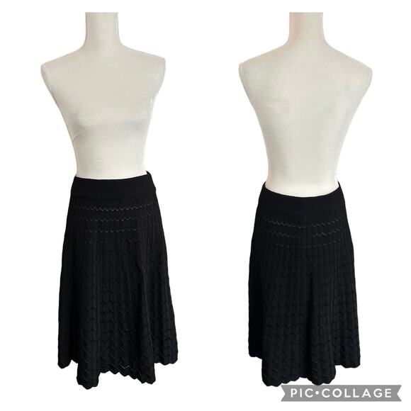 A.L.C Chevron Black Midi Skirt Size Large Pull on...